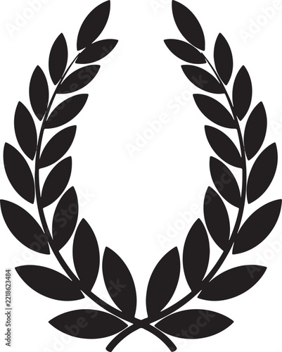 Laurel wreath symbol featuring black olive leaves for victory awards and honorary designs.