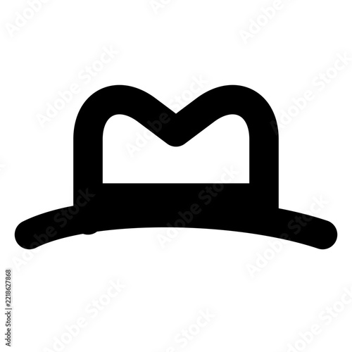 Fedora hat icon silhouette in black outline style isolated on white background