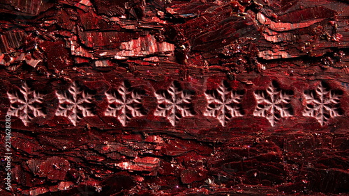 Dark Red Mica Shimmer with Snowflake Imprints Background