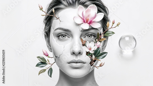 Fragile Beauty Blooming From Shattered Porcelain