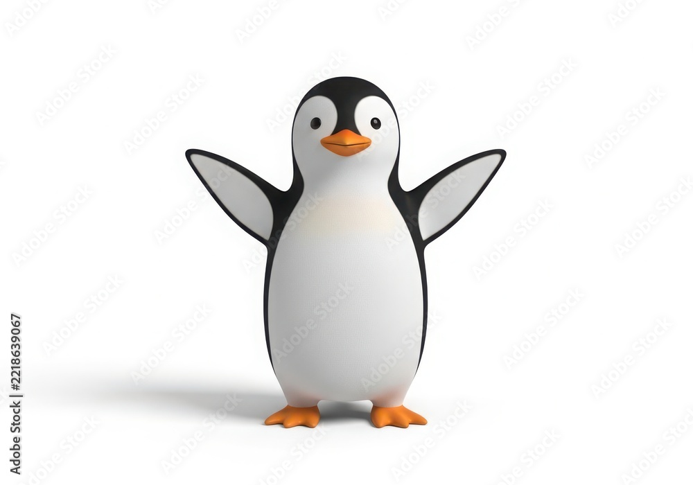 Fototapeta premium Cartoon penguin standing with arms out wide