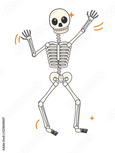 Dancing Halloween skeleton mascot on a transparent background