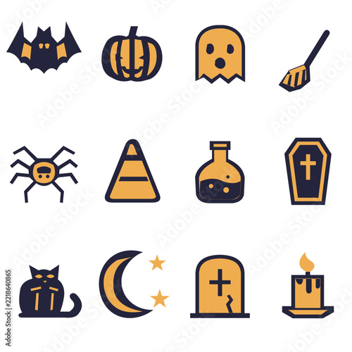 Twelve Bold Duotone Halloween Icons
