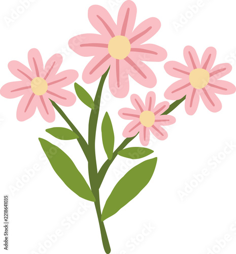 cute spring summer blossom flower vector cartoon illustration
