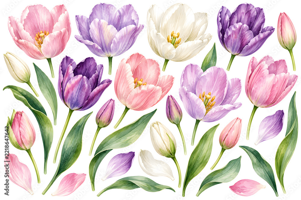 Obraz premium pink tulips isolated on white