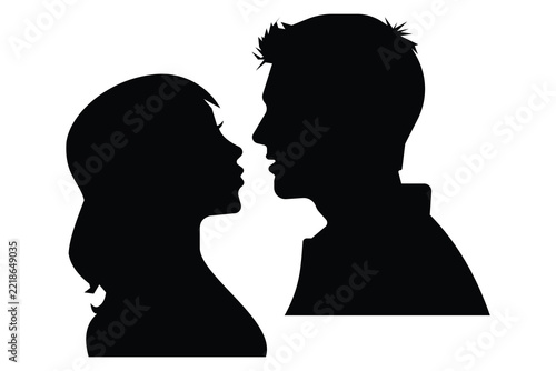 Man and woman face silhouette. Face to face icon vector. couple face silhouette.