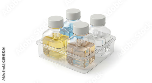A single compact set of sterile blood typing reagent bottles for ABO and Rh testing