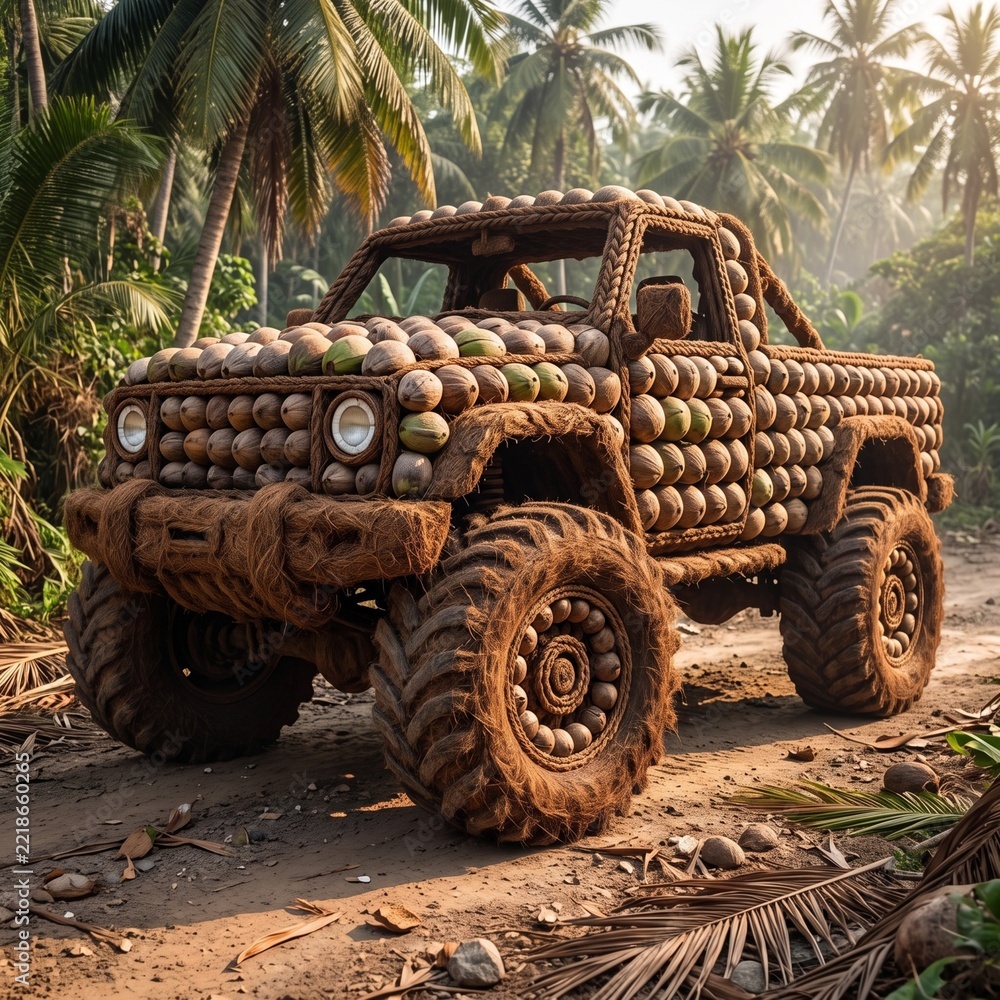 Fototapeta premium Monster Truck Made With Mix Fruit 