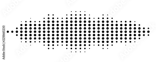 Halftone sound wave pattern, dot music background