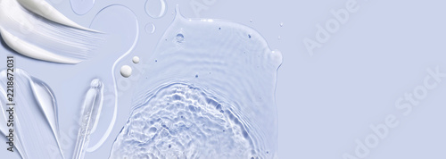 cosmetic cream smears, smooth and shiny texture, water texture ripple wave clean transparent water drops abstract pastel background