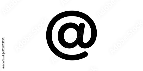 Email at sign symbol in black isolated on white canvas surface style.