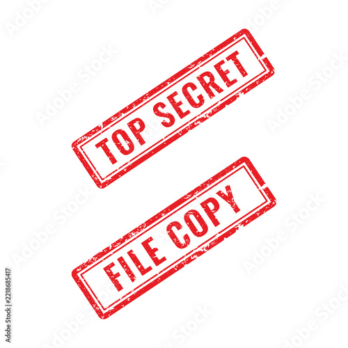 Red secret and file copy stamps isolated on a transparent background