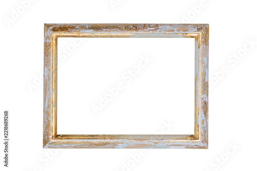 Vintage White and Gold Picture Frame Isolated on Transparent Background