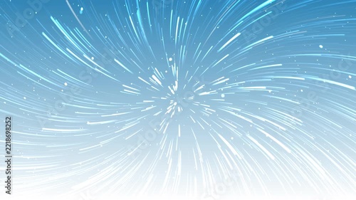 Abstract animated cool sky gradient background featuring luminous starlight streaks and fast moving light trails rushing through space.