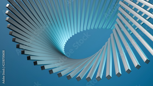 3D abstract parametric structure with metallic bars, perfect for modern tech backgrounds, corporate presentations, and digital banner design