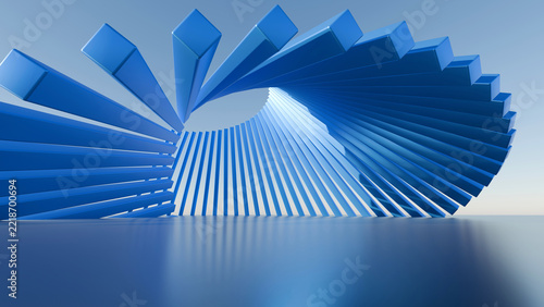 3D abstract blue parametric geometric structure, ideal for modern tech backgrounds, corporate presentations, and digital banner design