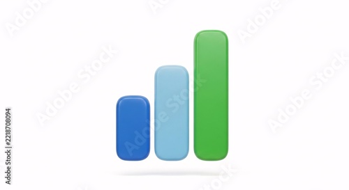 Three colorful 3D bars forming a simple growth chart