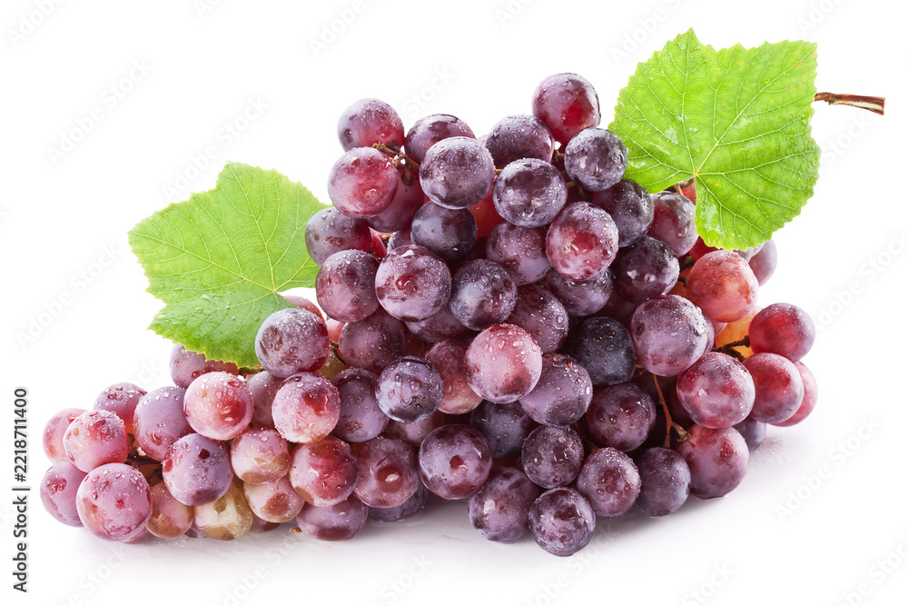 Fototapeta premium Large cluster of fresh ripe red pink grapes with stem for fresh