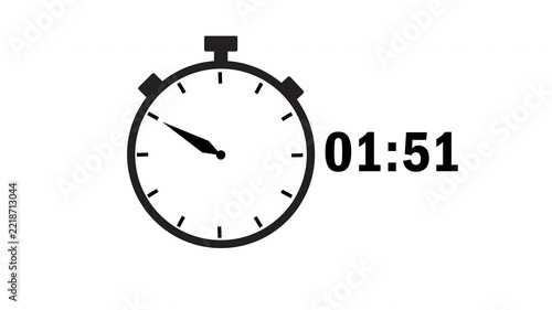 countdown 2 minutes or 120 seconds with stopwatch icon sign, countdown timer clock icon animation, Timer, clock, stopwatch icon animation on transparent background, 4k video