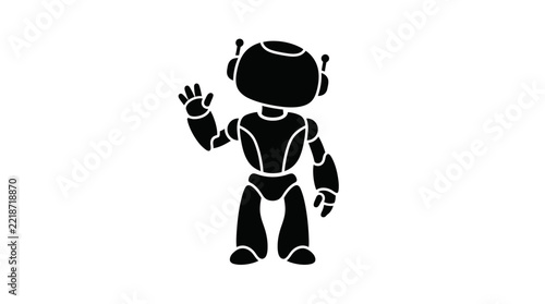 Cyborg icon waves its arm against a plain white background.