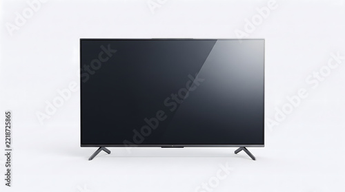 Modern television with a blank screen isolated on white background