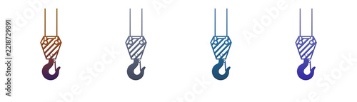 Crane Hook Icon Set Gradient Style for Industrial Construction Projects