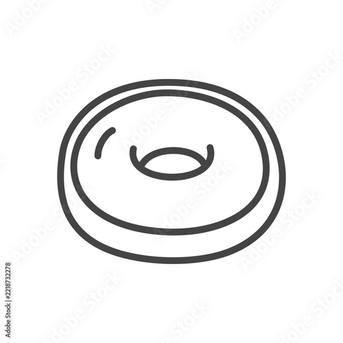 Kawaii donut icon. Cute monochrome illustration of a doughnut with topping, drawn in a cheerful soft style on white background. Vector 10 EPS.