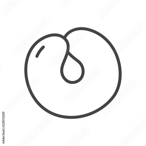 Cute plain bagel icon. Monochrome illustration of a round ring-shaped baked good, created in a minimal kawaii style on white background. Vector 10 EPS.