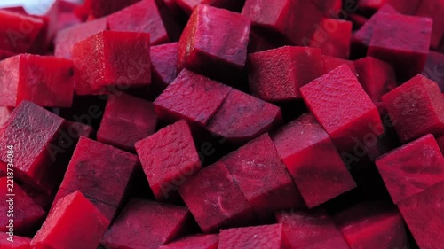Sliced ​​beetroot in a wooden bowl