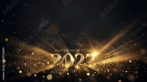 Luxury Golden 2027 New Year Celebration Background with Elegant Sparkling Lights