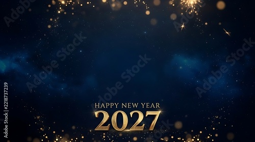 Luxury Golden 2027 New Year Celebration Background with Elegant Sparkling Lights