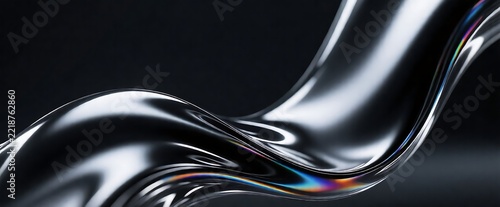 Abstract Black Liquid Glass Curve Background for Luxury Modern Design