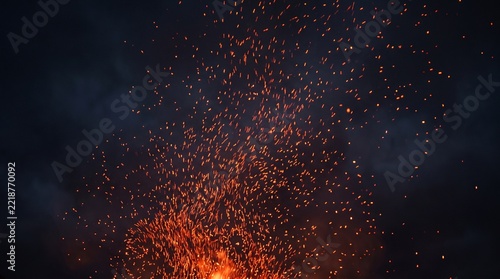 Fiery Sparks Ascending into the Night Sky.