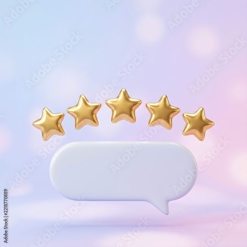 Rating Box with Five Star Customer Review Score, Feedback Evaluation, Quality Assessment and Online Service Rating Interface Vector Illustration