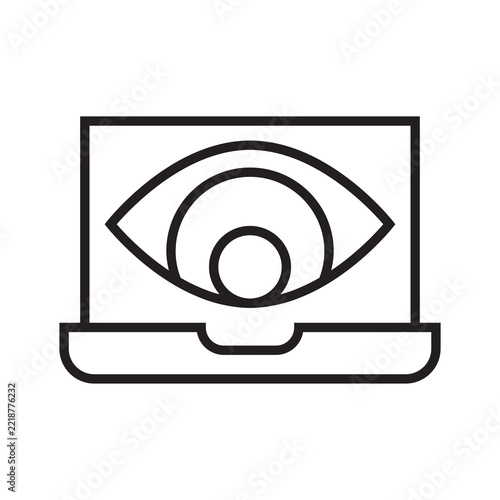 Laptop screen spyware spying computer icon illustration