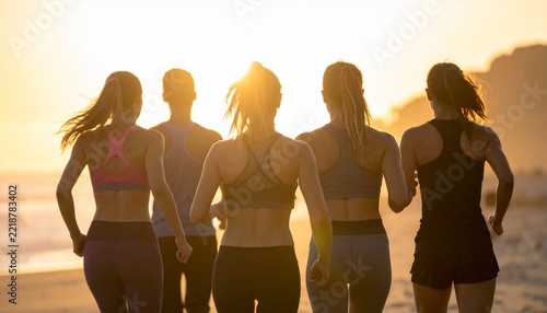 Women Running Together During Outdoor Group Fitness