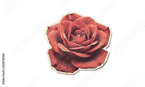 Vintage Red Rose Paper Cutout Illustration