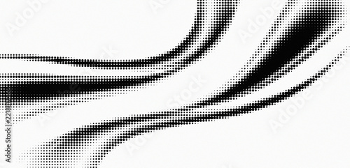Abstract Black Dotted Halftone Wave Shape Isolated on White Background