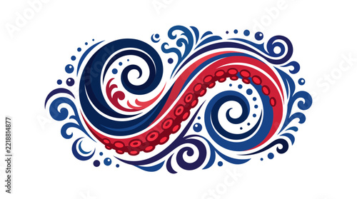 Octopus Tentacle Vector Swirl Graphic Design Element