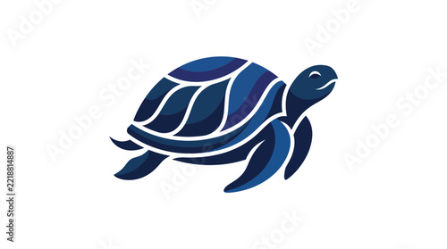 Sea Turtle Vector Logo Design with Modern Flat Graphic Style
