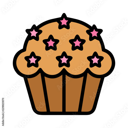 Colorful Cupcake Topped With Pink Stars and Whimsical Decorations for Special Occasions
