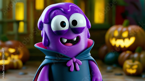 funny 3d cartoon vampire character on Halloween background