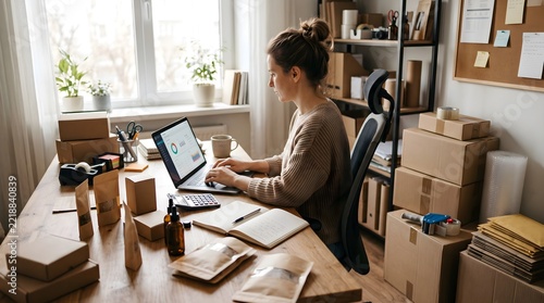 Solo entrepreneur managing an online small business