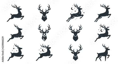 Deer silhouettes arranged in a grid graphic design element