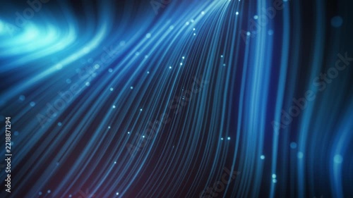 Swirl Light Particles Digital Animation
Abstract technology background with curved light fiber lines flowing and swirling