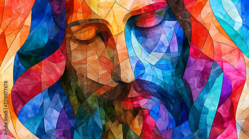 Vibrant Stained Glass Window Pattern Featuring Abstract Colorful Appearance