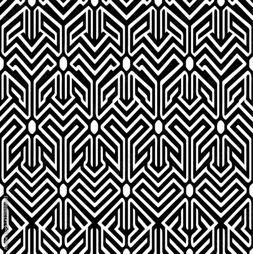 Black and White Geometric Hexagon Isometric 3D Seamless Vector Pattern