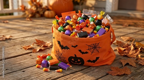 Halloween Candy Bag Filled With Assorted Trick Or Treat Sweets