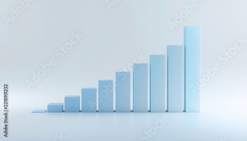 White 3D rising bar chart blue gradient business growth background