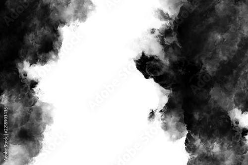 Black and White Smoke on Black Background, Abstract Fog Cloud and Atmospheric Mist Effect for Dramatic Backgrounds, Texture, Pollution, Fire and Motion Design